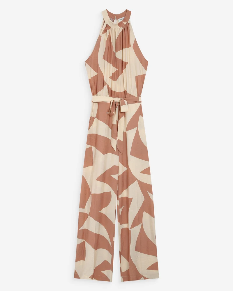 Combinaison pantalon imprimée géométrique mocha Vedette