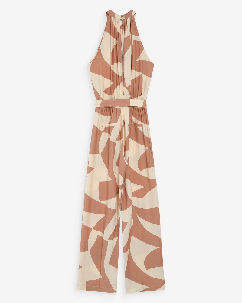 Combinaison pantalon imprimée géométrique mocha Vedette