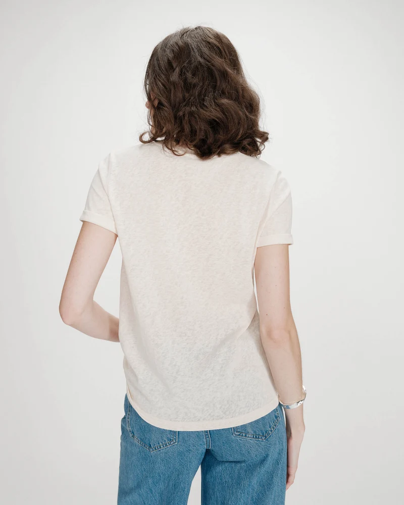T-shirt col V manches courtes amande Vasco