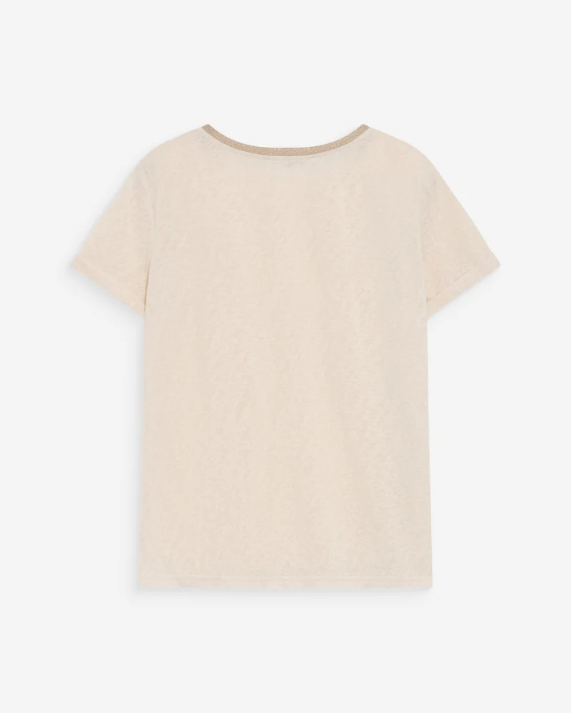 T-shirt col V manches courtes amande Vasco