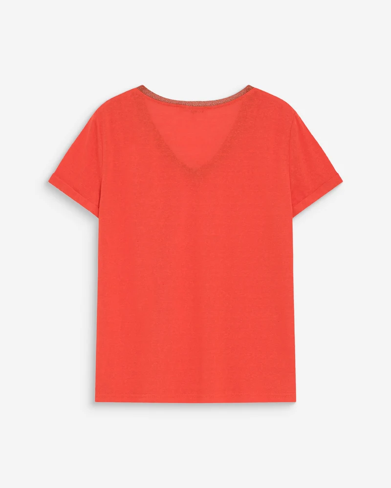 T-shirt col V manches courtes sanguine Vasco