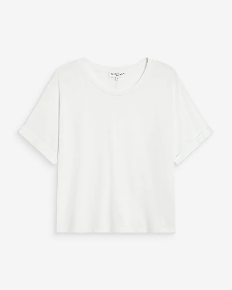 T-shirt oversize en modal col rond ivoire Parma