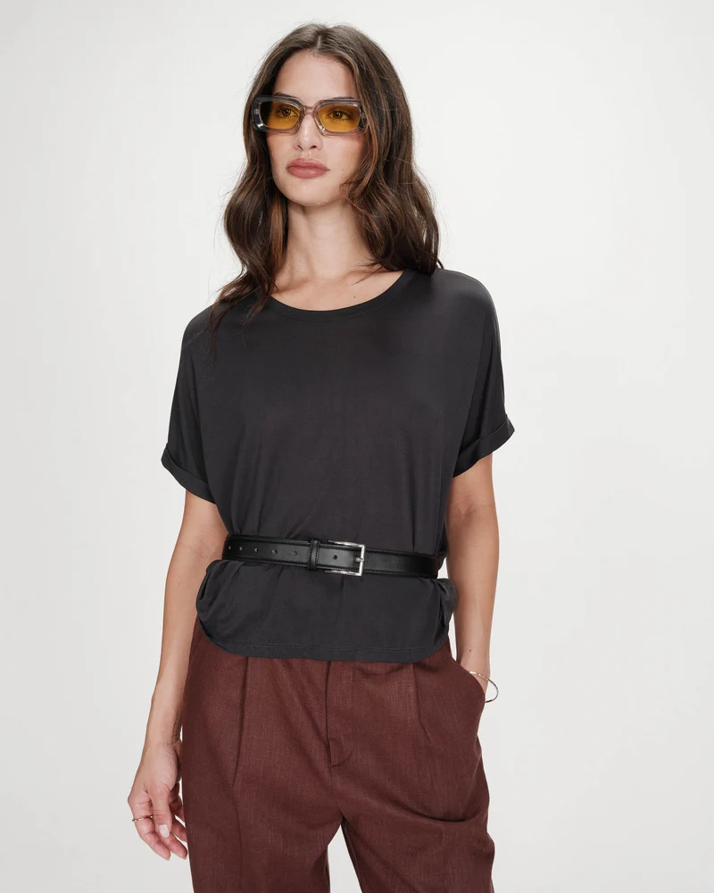 T-shirt oversize en modal col rond carbone Parma