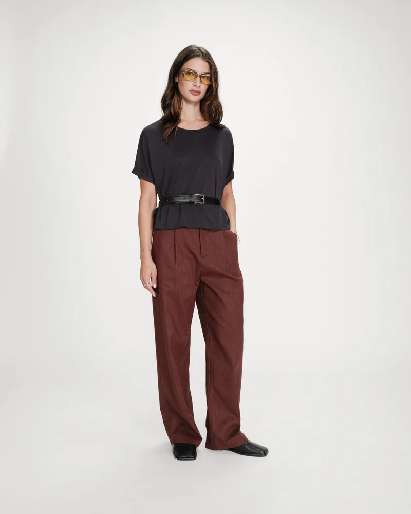 T-shirt oversize en modal col rond carbone Parma
