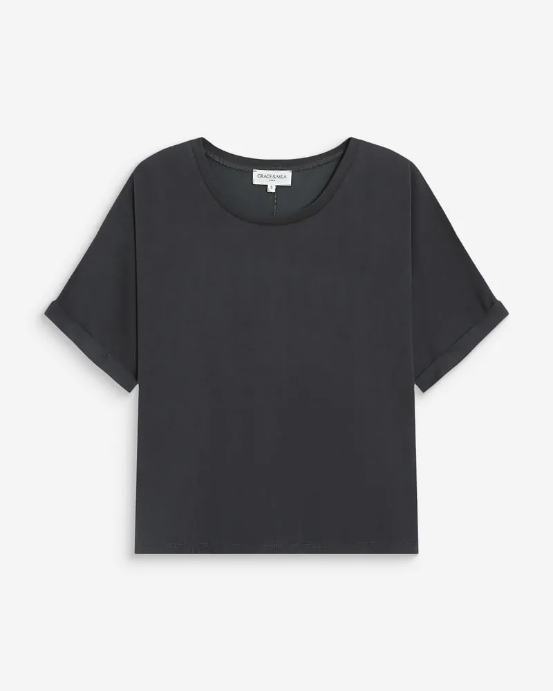 T-shirt oversize en modal col rond carbone Parma