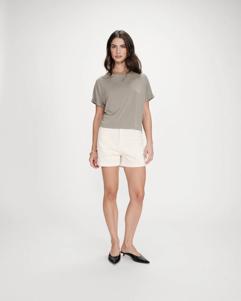 T-shirt oversize en modal col rond kaki Parma