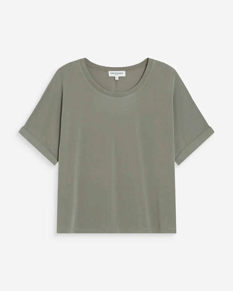 T-shirt oversize en modal col rond kaki Parma