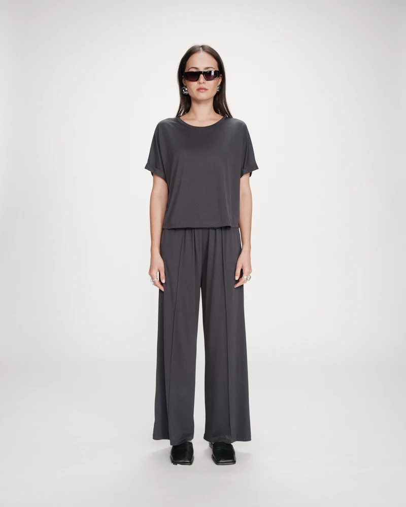 T-shirt oversize en modal col rond marine Parma