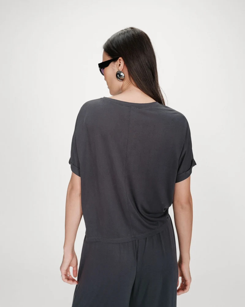 T-shirt oversize en modal col rond marine Parma