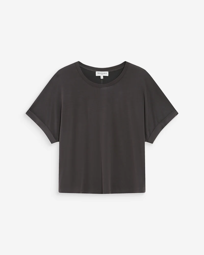 T-shirt oversize en modal col rond marine Parma
