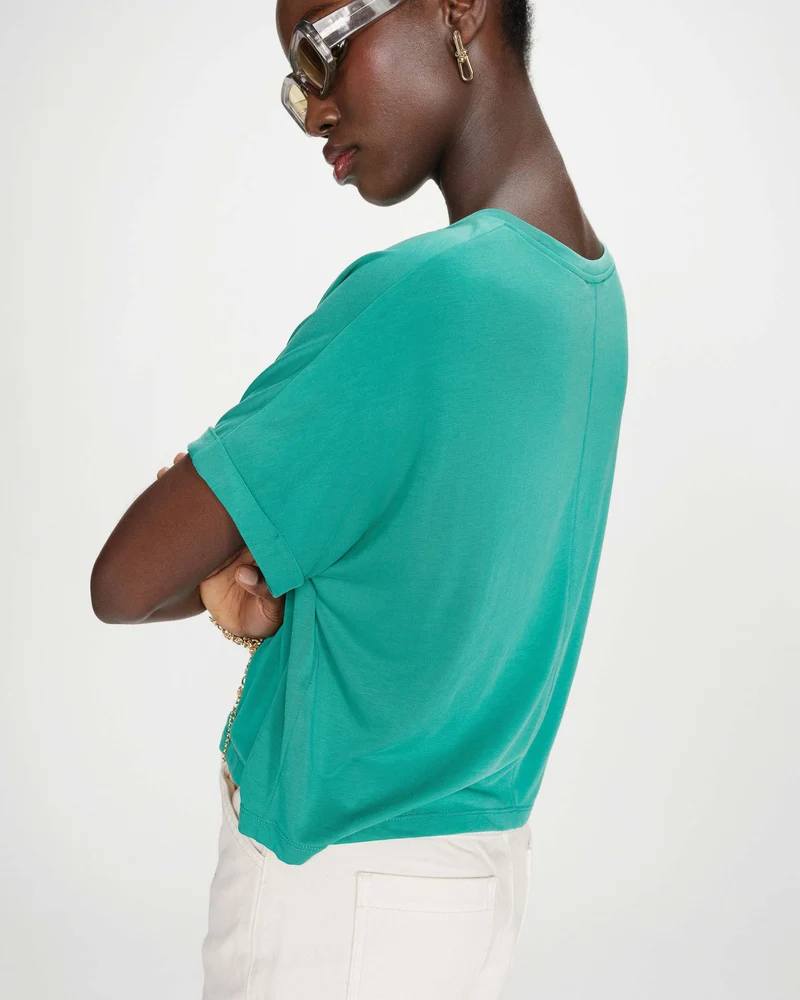 T-shirt oversize en modal col rond vert Parma