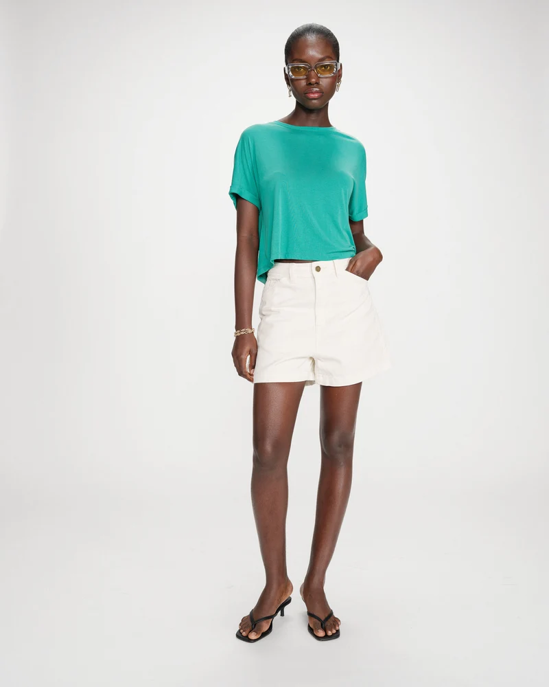 T-shirt oversize en modal col rond vert Parma