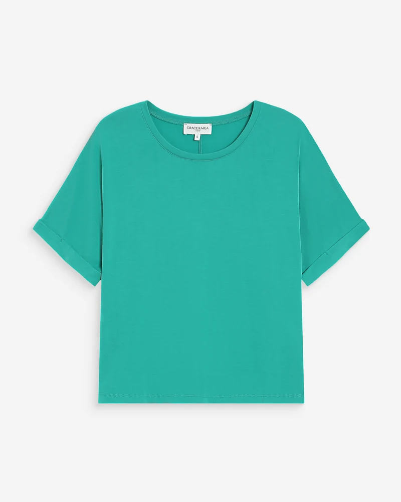 T-shirt oversize en modal col rond vert Parma
