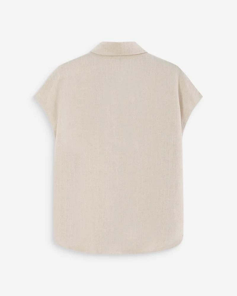 Chemise en lin fluide manches courtes sable Perez
