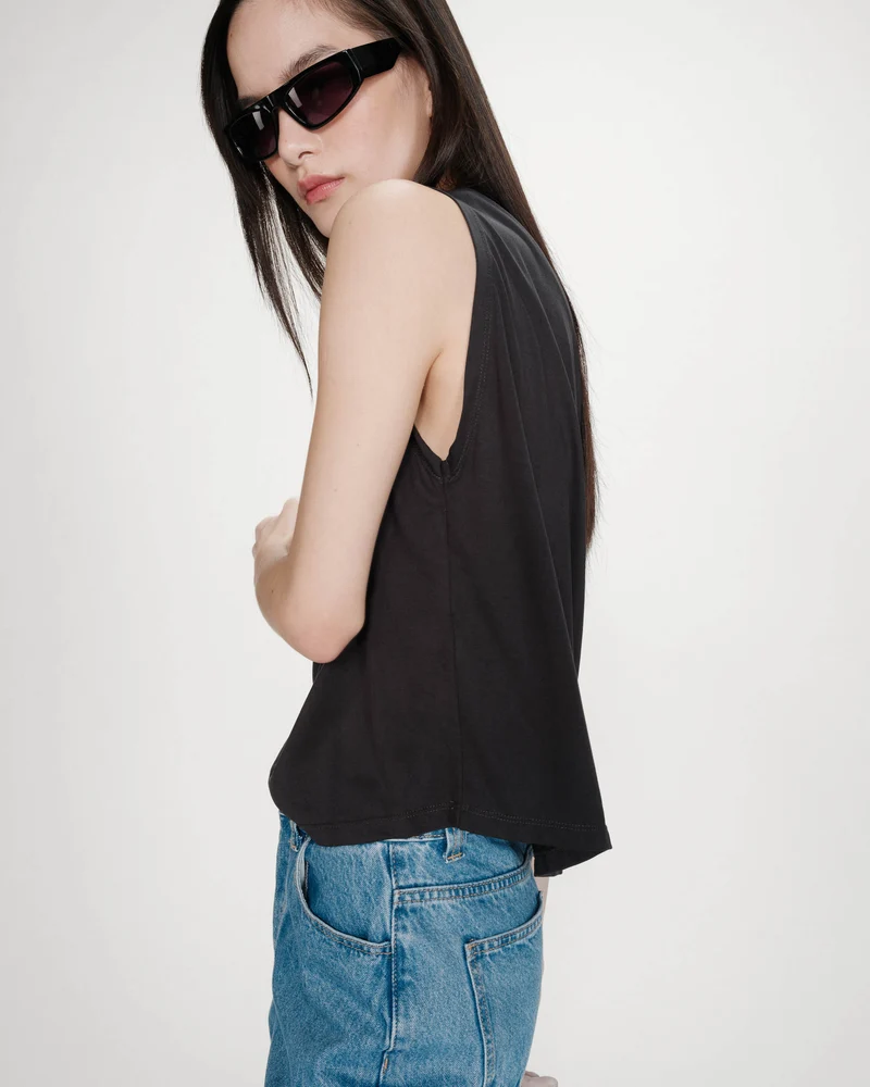 T-shirt large sans manches en modal carbone Rimbaud