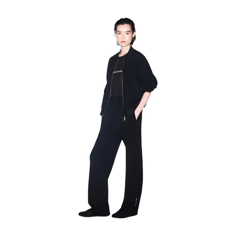 Armani Exchange T-shirt en coton noir pour femmes à col rond