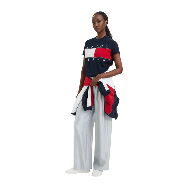 Chemise pour femmes en coton biologique bleu Tommy Hilfiger Jeans