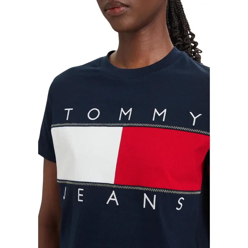 Chemise pour femmes en coton biologique bleu Tommy Hilfiger Jeans