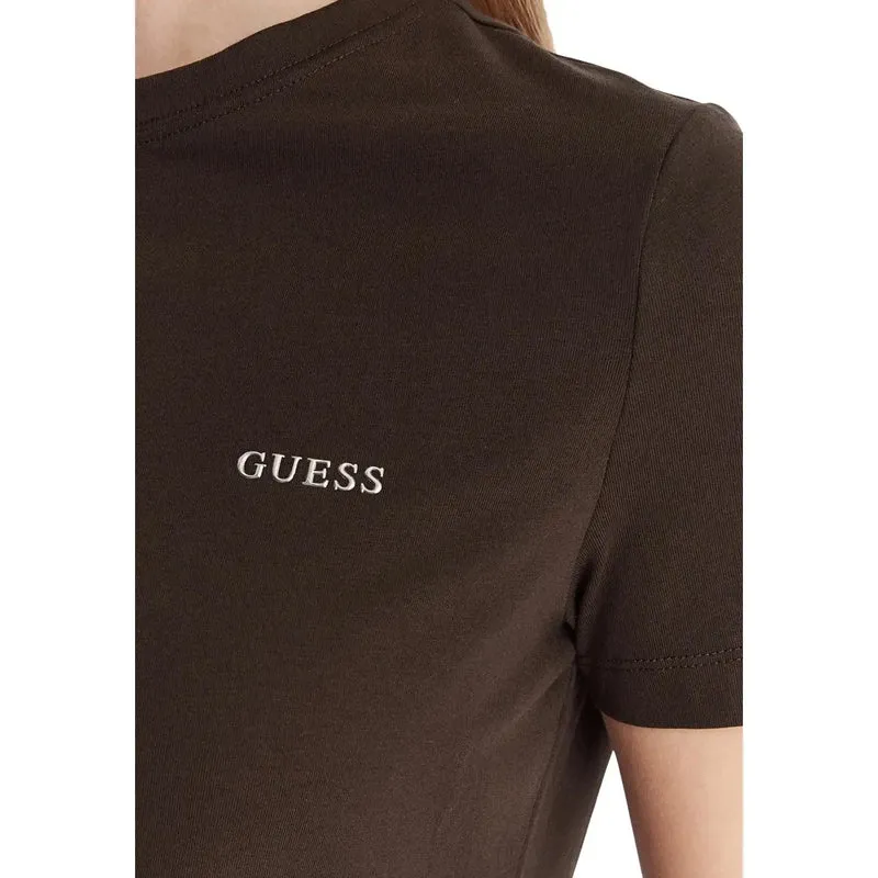T-shirt à manches courtes « Tracey » en coton marron pour femmes de la collection Guess Active