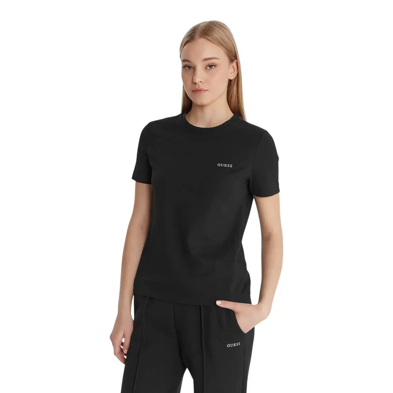 T-shirt à manches courtes « Tracey » en coton marron pour femmes de la collection Guess Active