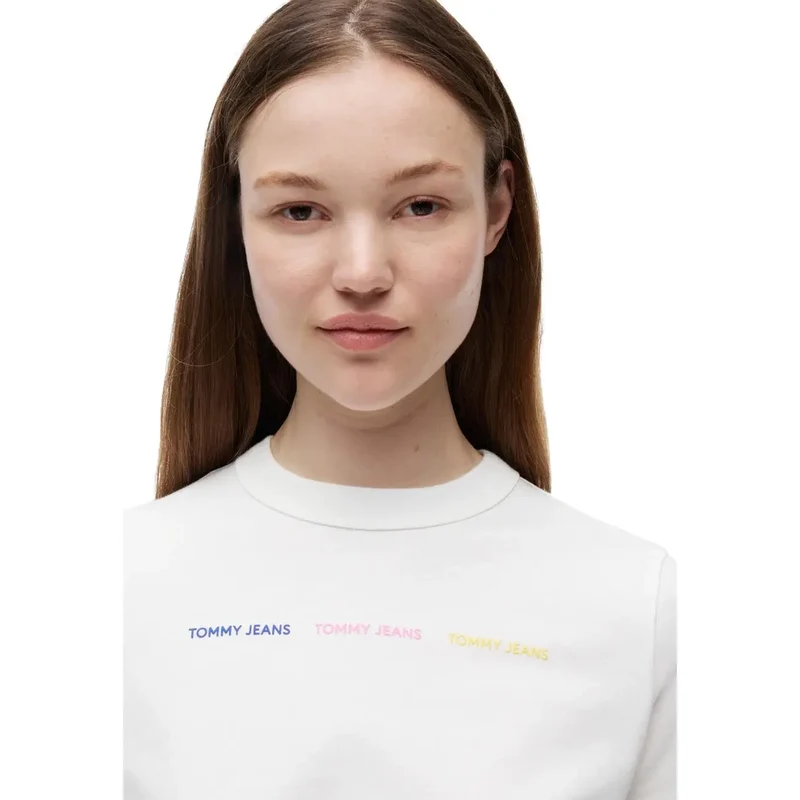 T-shirt court pour femmes Tommy Hilfiger en coton biologique blanc