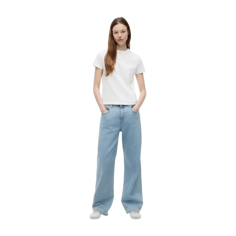 T-shirt court pour femmes Tommy Hilfiger en coton biologique blanc