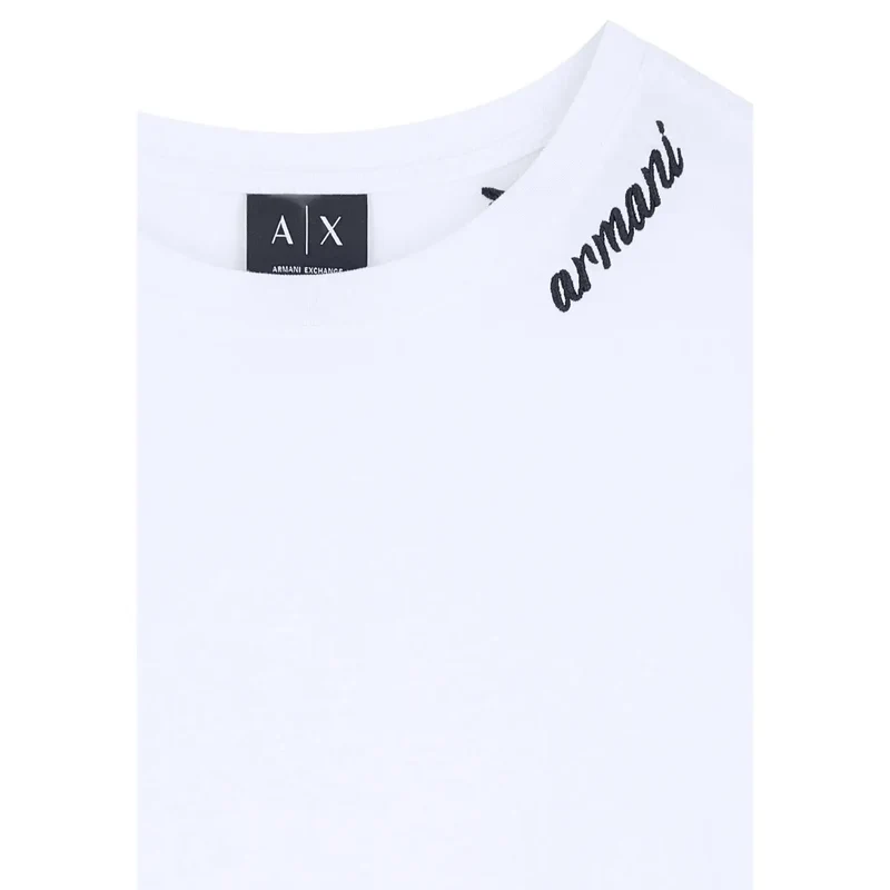 T-shirt pour femme Armani Exchange en coton blanc à col rond