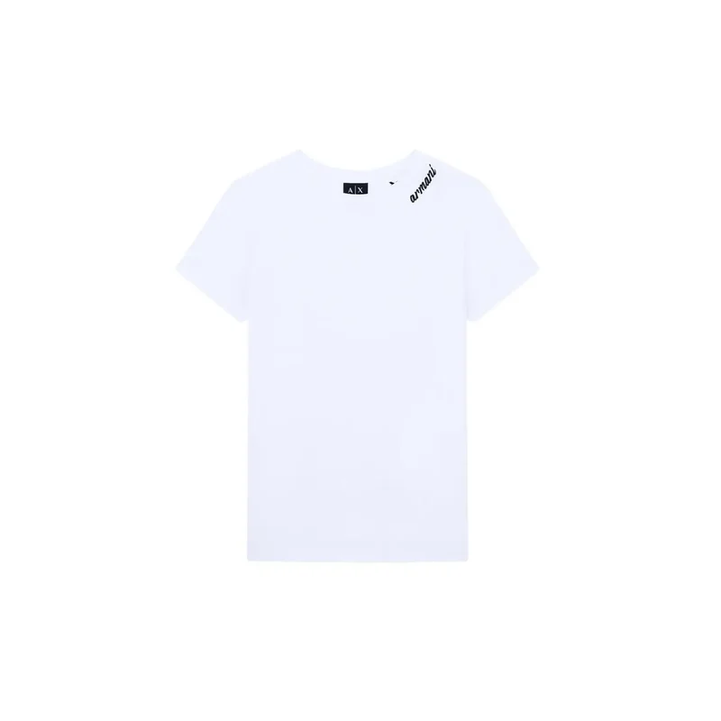 T-shirt pour femme Armani Exchange en coton blanc à col rond