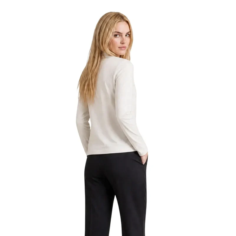 T-shirt pour femme en coton beige Armani Exchange, orné de strass