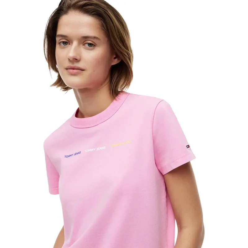 T-shirt Tommy Hilfiger en coton biologique rose pour femmes