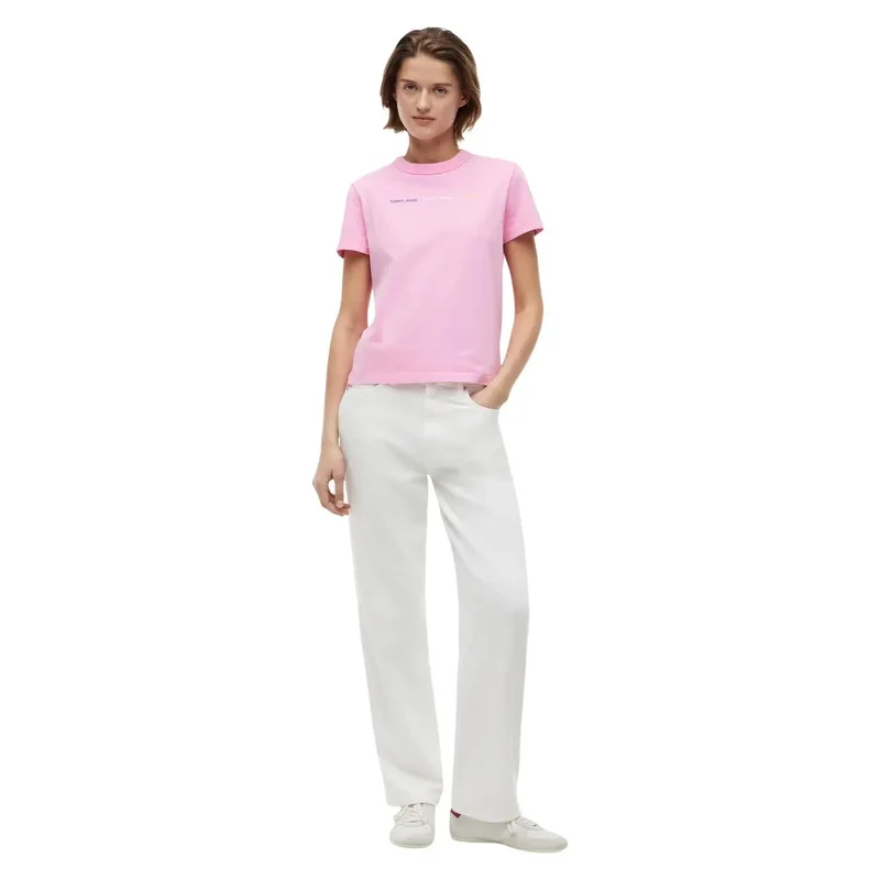 T-shirt Tommy Hilfiger en coton biologique rose pour femmes