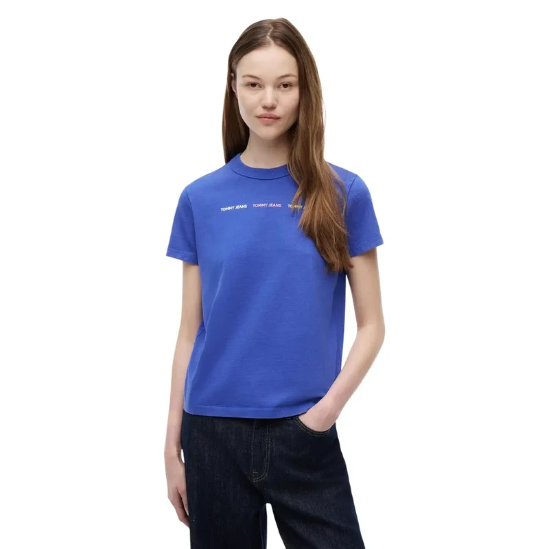 Jean Tommy Hilfiger pour femmes, bleu, t-shirt en coton biologique