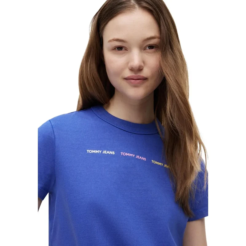 Jean Tommy Hilfiger pour femmes, bleu, t-shirt en coton biologique