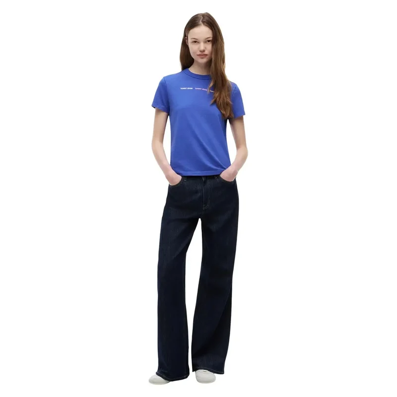 Jean Tommy Hilfiger pour femmes, bleu, t-shirt en coton biologique