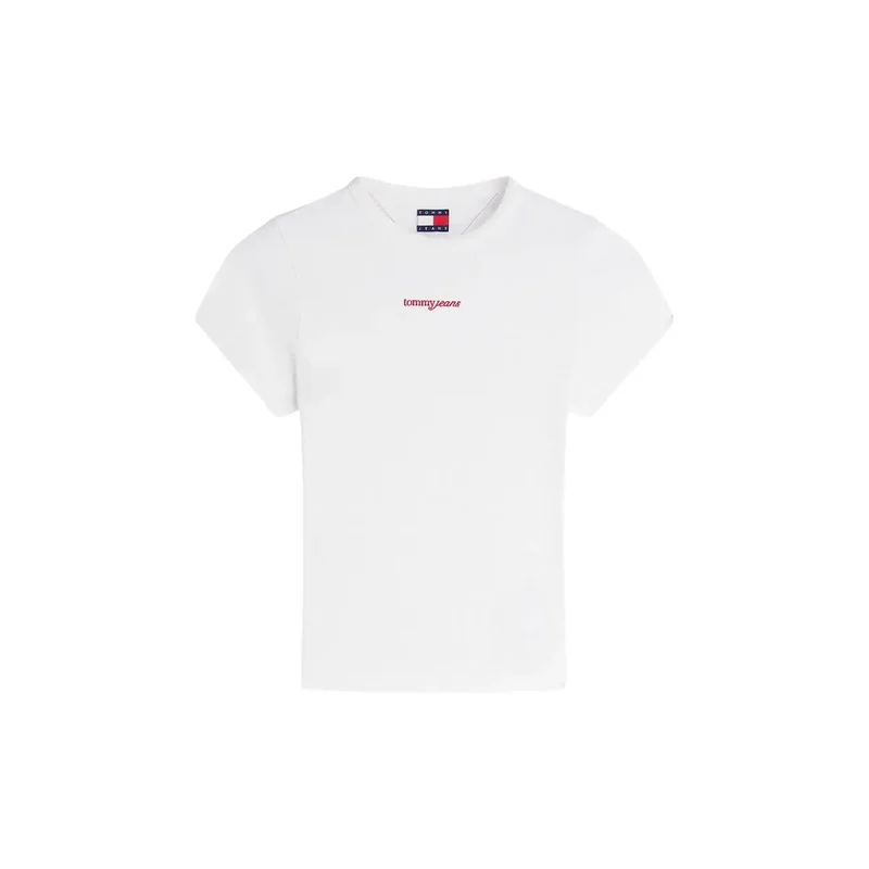 T-shirt blanc court pour femme en coton biologique Tommy Hilfiger