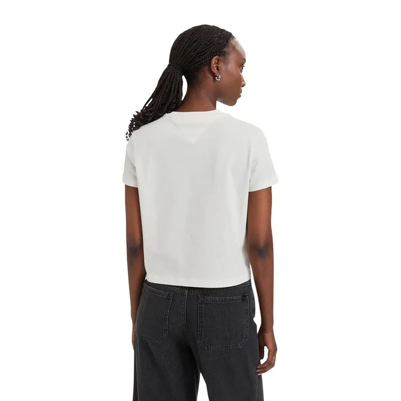 T-shirt Tommy Hilfiger pour femme, blanc, en coton biologique, col rond