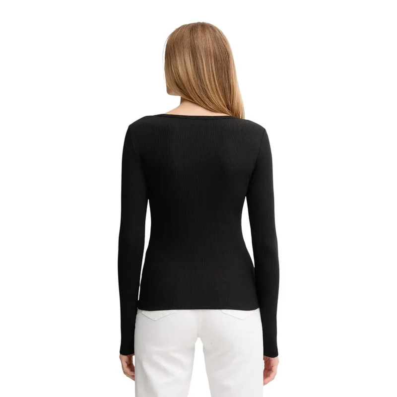 T-shirt Calvin Klein Jeans pour femmes, noir, en coton, manches longues