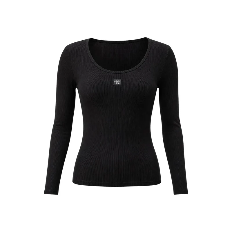 T-shirt Calvin Klein Jeans pour femmes, noir, en coton, manches longues