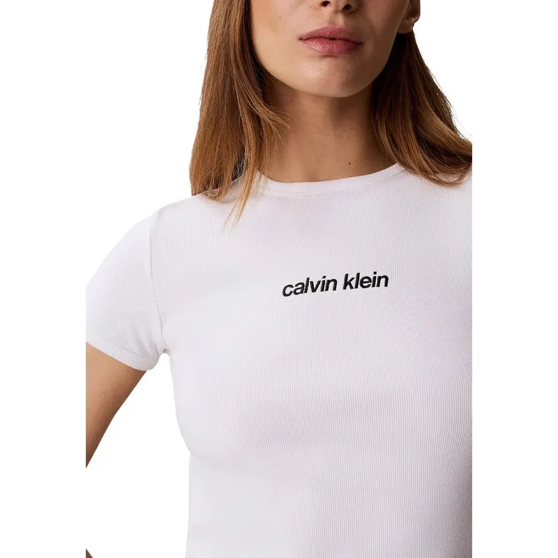 T-shirt rond en coton blanc pour femmes Calvin Klein Jeans