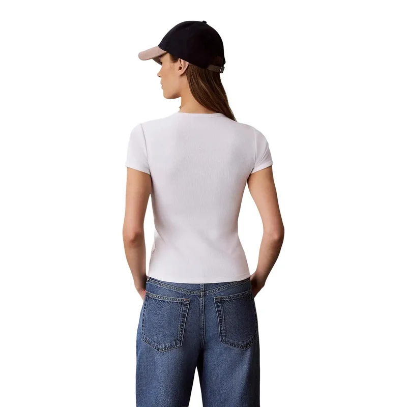 T-shirt rond en coton blanc pour femmes Calvin Klein Jeans