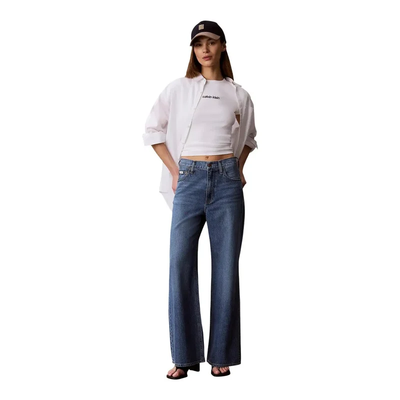 T-shirt rond en coton blanc pour femmes Calvin Klein Jeans