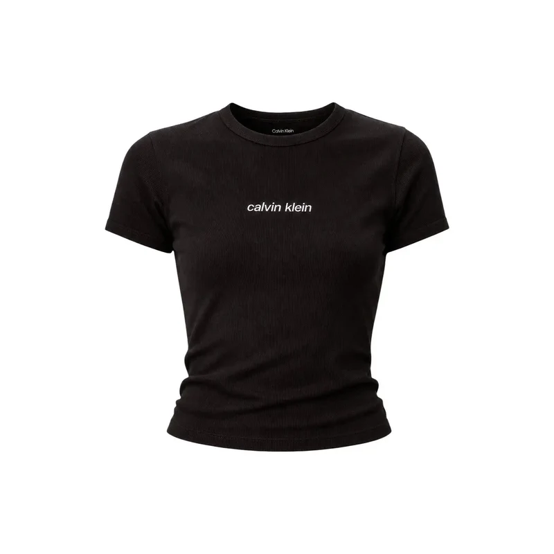 T-shirt en coton noir à col rond Calvin Klein Jeans pour femmes