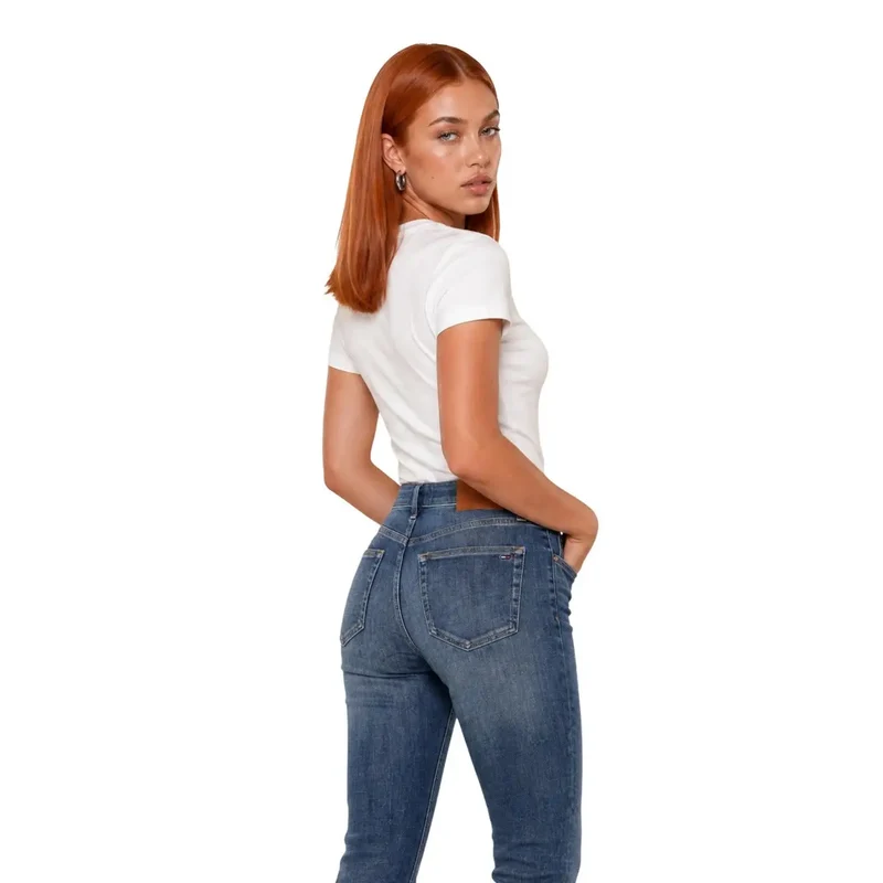 Haut T-shirt femme en coton à col rond Calvin Klein Jeans Blanc