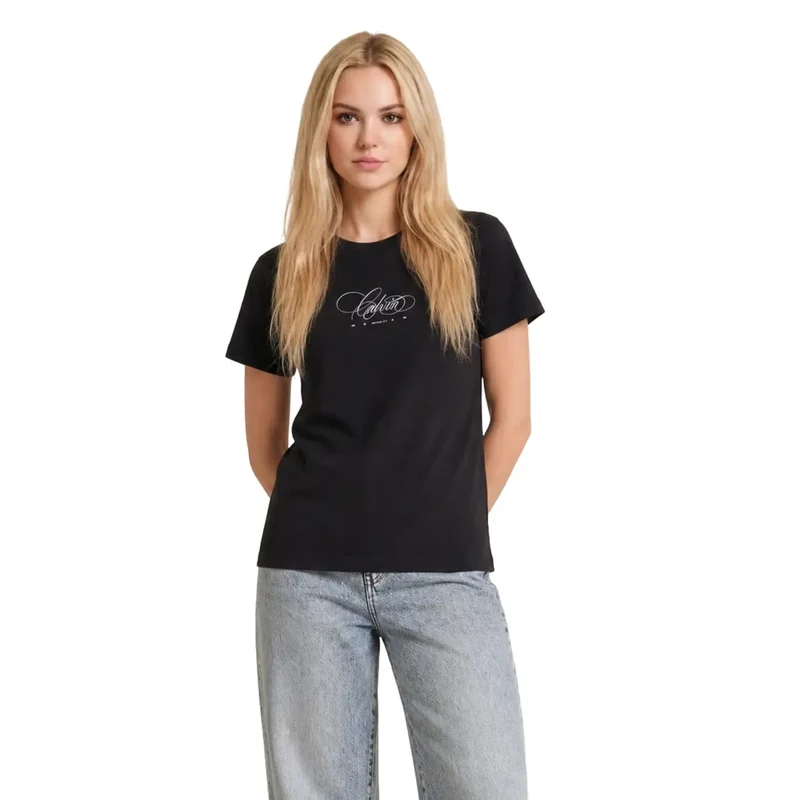 T-shirt classique en coton noir pour femme Calvin Klein Jeans
