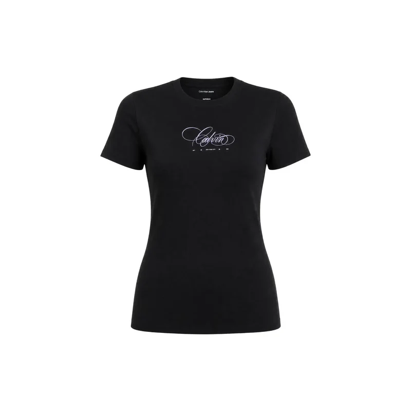 T-shirt classique en coton noir pour femme Calvin Klein Jeans