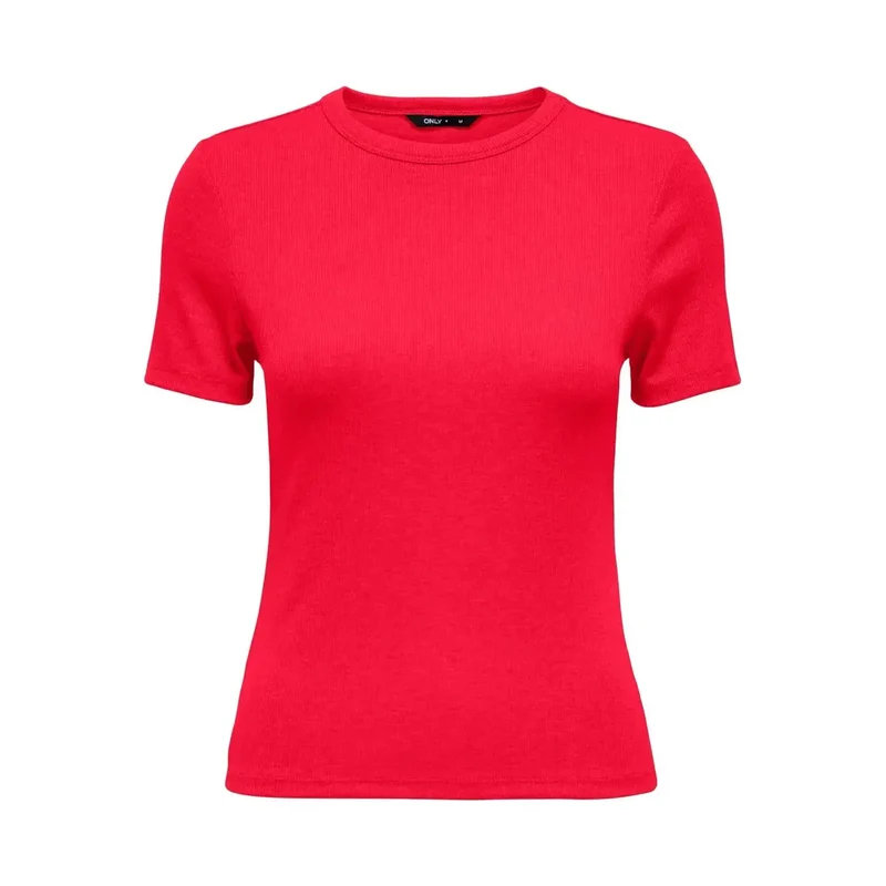 T-shirt rose à col rond court pour femme Only, en mélange de polyester