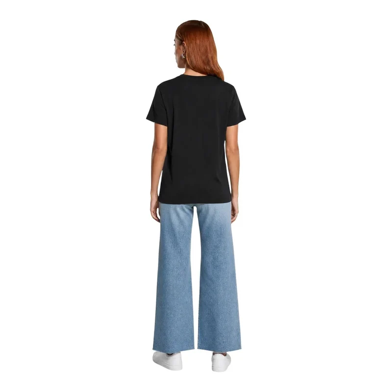 Devinez Femmes T-shirt classique noir en coton à manches courtes