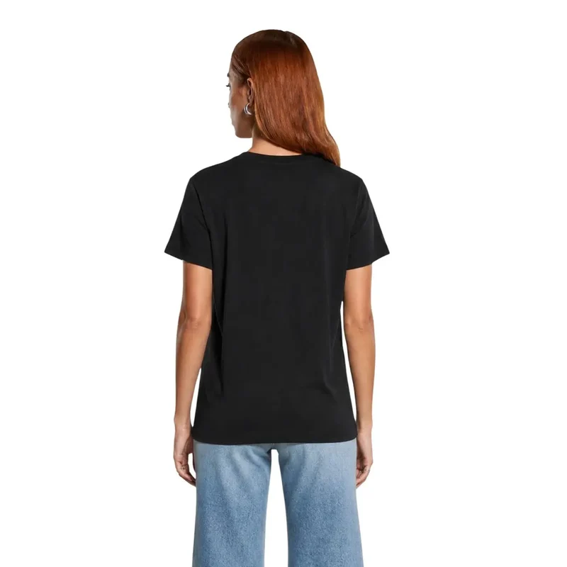 Devinez Femmes T-shirt classique noir en coton à manches courtes