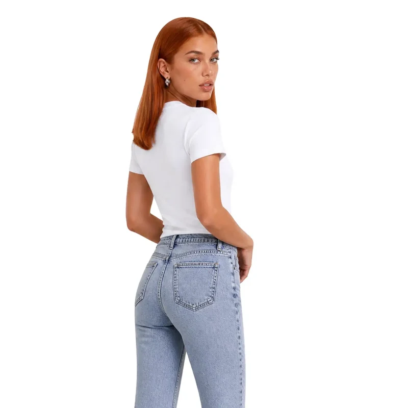 T-shirt blanc femme en coton à manches courtes Calvin Klein Jeans