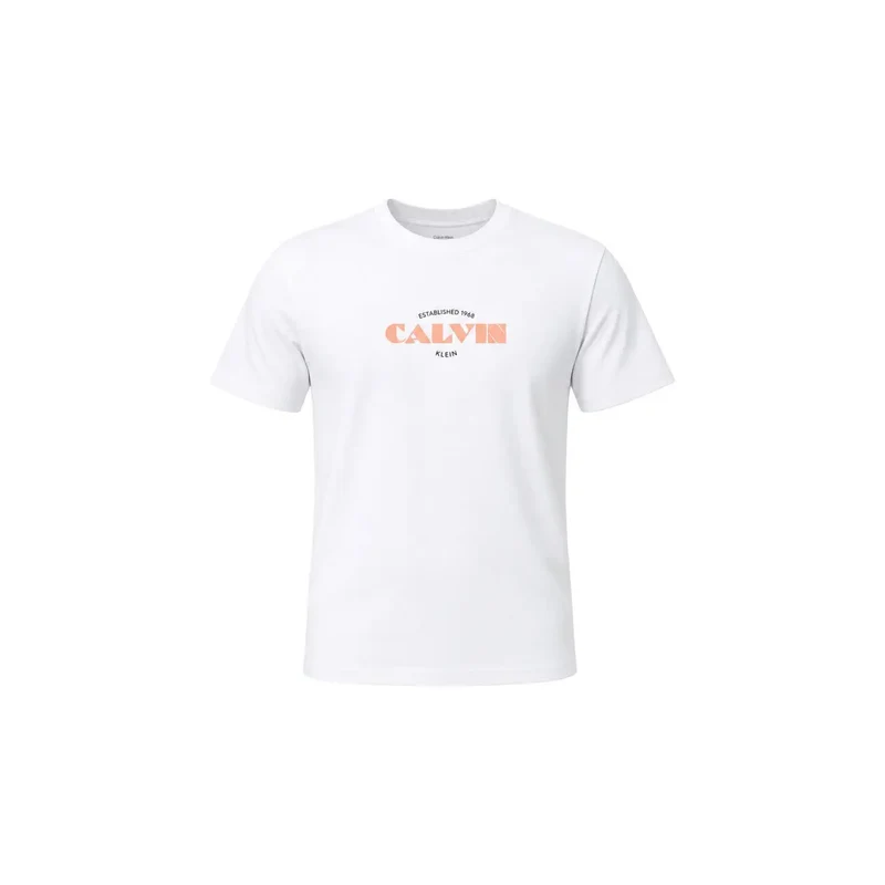 T-shirt blanc femme en coton à manches courtes Calvin Klein Jeans